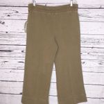 Multiple Soft Size M Khaki Tan Embroidered Drawstring Waist Wide Leg Capri Pants Photo 2