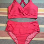 NWOT Bright Pink Textured Bikini Set Photo 0