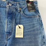 Levi's NEW  501 Crop Paint Number Flower Wavy Lined Straight Denim Blue Jeans 24 Photo 5