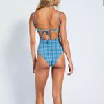 DEVON WINDSOR Blue Plaid One Piece Swimsuit XL 690 Photo 1