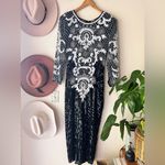 Vintage SWEELO sequins pearl silk maxi dress formal pageant‎ SIZE MEDIUM Black Photo 1