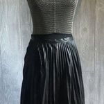 Mango Black midi skirt crimped design faux leather looking thinner material skirt 2 Photo 0