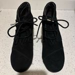 Toms Size 6 Black Man-Made Lace Up Wedge Booties Ankle Boots Minimalist Photo 1