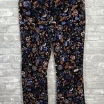 Versona  Floral Boot Cut Corduroy Pants Black and Blue Photo 0