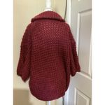 Tracy Reese Plenty  Waffled Turtleneck Tunic Open Knit Sweater Burgundy S Photo 3