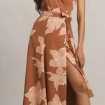 Hutch V Neck Sleeveless Full Wrap Dress Taupe Florals Size Medium Petite Photo 0