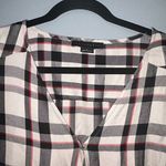 Sanctuary  Cori Smocked‎ Sleeve Blouse beige black red plaid wrap Vneck size S Photo 4