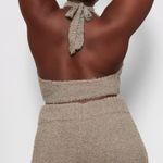 SKIMS NWT Cozy Knit Halter Top Tie Neck Bralette in Smoke Gray NWT Size L XL Photo 2