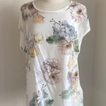 Ted Baker Floral Print Tee Womens Sz 12 White Cap Sleeve Coquette Photo 0