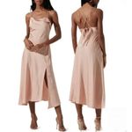 Anthropologie ASTR The Label Blush Pink Satin Silky Slip Dress Midi Side Slit Medium Cowl Neck Photo 15