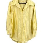 Flatiron Workshop Silk Blouse Yellow Decorative Cuff Vintage Inspired Size 5 (L) Size L Photo 0
