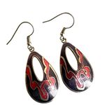 Vintage Cloisonné Abstract Teardrop Earrings Photo 0