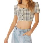 Urban Renewal 1652 Remnants Femme Plaid Cropped Top Size Small Photo 0
