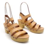 J.Crew The Chloe Clog Platform Strappy Sandal in Saddle Tan Faux Leather Size 7 Photo 1