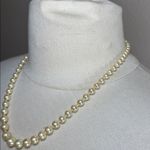 Vintage Pearl Necklace 925 Sterling Gold Tone Clasp Ivory Pearls Dainty Classic White Photo 12