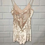 Urban Outfitters Luxe Crushed Velvet Cream Champagne Romper Size S Small Photo 4