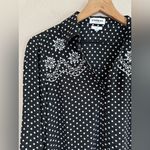 EXPRESS Portofino Slim Shirt Black White Polka Dots with Embroidered Details Med Photo 5