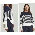 Sundays  Alder Side‎ Button Navy Blue White Striped Sweater *SEE MEASUREMENTS Photo 1