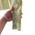 Le lis  crochet floral knit chartreuse open weave sweater 100%cotton top Sheer Photo 6