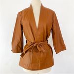 Just Female Anthropologie beautiful genuine lamb leather kimono style jacket NEW Tan Photo 1