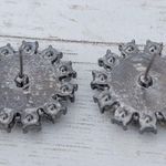 Vintage Earrings for Pierced Ears Statement Clear Gem & Green 7/8" Photo 3