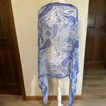 J Jill Paisley X3X Kimono Cover Up Poncho Blue White Viscose Modal Blend Photo 6