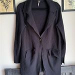 Free People Cardigan Sweater Blazer Women’s Small Black Sarah Knit Long Line Photo 3