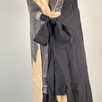 NWT Mint Velvet Beige / Peach Black Feather Pencil Midi TIE Dress US 8 UK 12 Photo 4