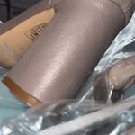 KAANAS Womens Soho Chunky Velvet Taupe Braid Heel With Ankle Tie Size 8 Tan Photo 3