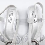 Laura Scott Womens 8 Ola Sandal Open Toe Light Gray Silver Wedge Summer Wedding Photo 2