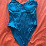 ZARA  blue metallic corset bodysuit women’s size small Photo 0