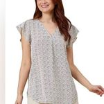 Adrianna Papell Cap Flutter Sleeve Women's Black and White Printed Top; size XL Photo 0