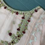 Original agha noor 2 Piece Heavily Embroidered Chiffon Shirt With Dupatta Pink Size L Photo 8