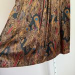 Linda Allard Ellen Tracy *Rare 100% Silk Maxi Skirt Feather Print Vintage Size 4 Black Photo 2