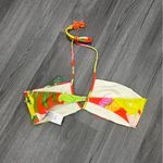 Farm Rio NWT  Red Neon Floral Halter Neck Beaded Bikini Top XL Photo 3