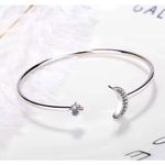 Boutique NEW Thin Women's Dainty Moon‎ & Star 925 Silver Bracelet, Adjustable Photo 7