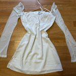 Princess Polly DYER SHEER SLEEVE MINI DRESS WHITE LOW IMPACT Photo 3