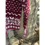 Christopher & Banks Women's Size M Zip Up Burgundy Sweater Snowflake Accents Photo 9