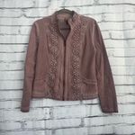 XCVI Embroidered Zip Jacket Women’s S Dusty Rose Cotton Blend Boho Lace Preppy Photo 5