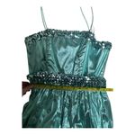 Vintage 70s 80s turquoise lame metallic turquoise sequin trimmed gown Small Blue Photo 5