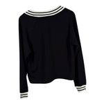 Magaschoni  Black Varsity V-Neck Sweatshirt Modal Blend Size M Athletic Preppy Photo 4