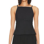Free People  James Black Linen Crop Tank Top Adjustable Straps Open Back‎ Size XS Photo 0