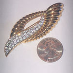 Crystaline Brand Gold Tone CZ Rhinestone Retro Boho Brooch Photo 1