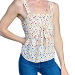 Madewell Cream & Colorful Confetti Printed Front Tie Tank Top Photo 0