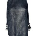 Chico's Black Open Knit Sweater Size 1 – Striped Bell Cuffs Photo 0