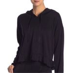 Free Press  flirty ruffle bottom hoodie black size Medium Photo 0