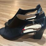 Adrienne Vittadini  Black Leather Chuncky   Heeled Open Toe Sandals Size 10 Photo 1