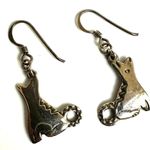 Silver tone Navjao Native American Tribal Dog Wolves Dangling Earrings Photo 4
