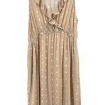 Old Navy Tan Polka Dot Midi Dress maternity ruffle sleeveless XL pockets flowy Photo 0