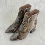 Bamboo Women's  Sage Snake Embossed Faux Leather Chunky Block Heel Ankle Bootie Size 8 Tan Multi Photo 1